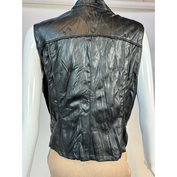 Miley Cyrus & Max Azria Black Faux Leather Vest XL - Picture 7 of 16